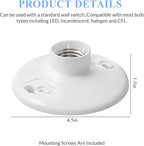 10 Pcs Medium Base E26 Lamp Holder Ceiling Light Sockets White Bulb Socket Incandescent Fluorescent CFL Lamp Holder 660w 250v (Phenolic Resin)