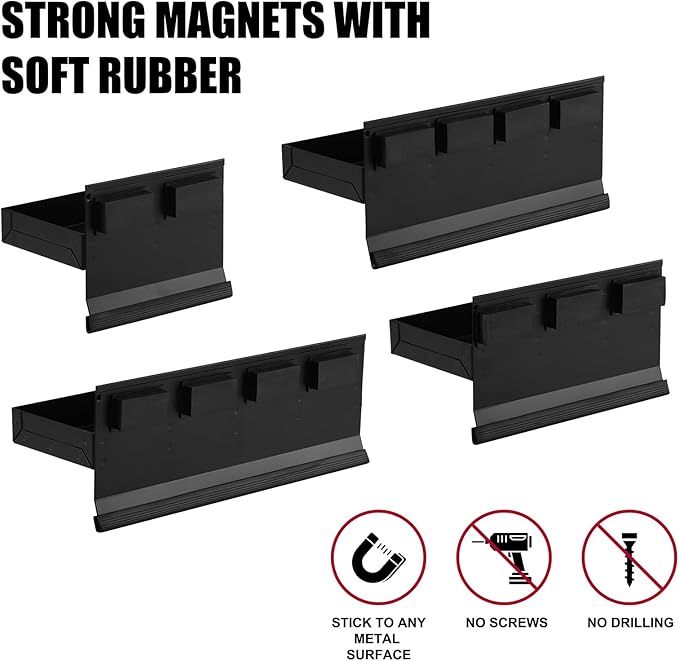 Mayouko 4PCS Magnetic Tool Parts Tray Shelf Set, Magnetic Storage for Toolbox, Tool Box Accessories for Van Workshop, Garage,Toolbox, Tool Chest, 6",8",10",12" Magnetic Tray