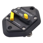 Hi-Amp 100 Amp Circuit Breaker with Manual Reset for Car Audio RV Truck Boat Marine, DC 12V - 48V | Waterproof IP67 Protection 100A Panel Mount