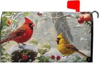 Winter Cardinal Bird Oversized Magnetic Mailbox Covers Christmas Branches Snow Mailbox Wraps Large Size 25.5 X 21 Post Letter Box Covers Home Garden Outdoor Decorations