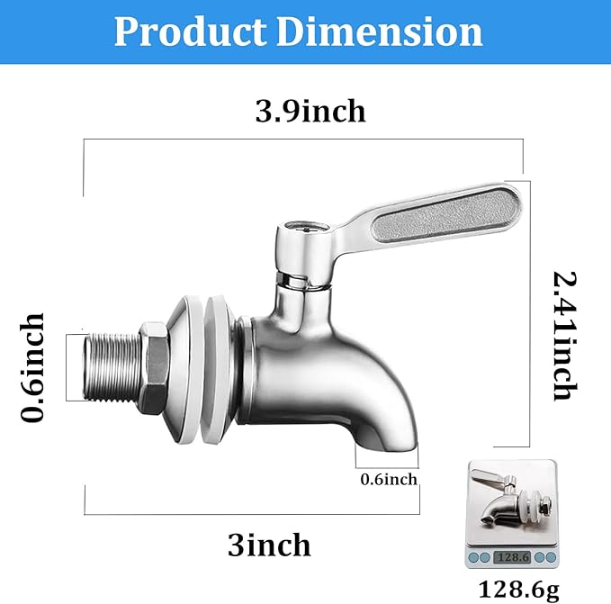 Beverage Dispenser Replacement Spigot,Stainless Steel Faucet for Water Dispenser,Drink Dispenser Replacement Spout