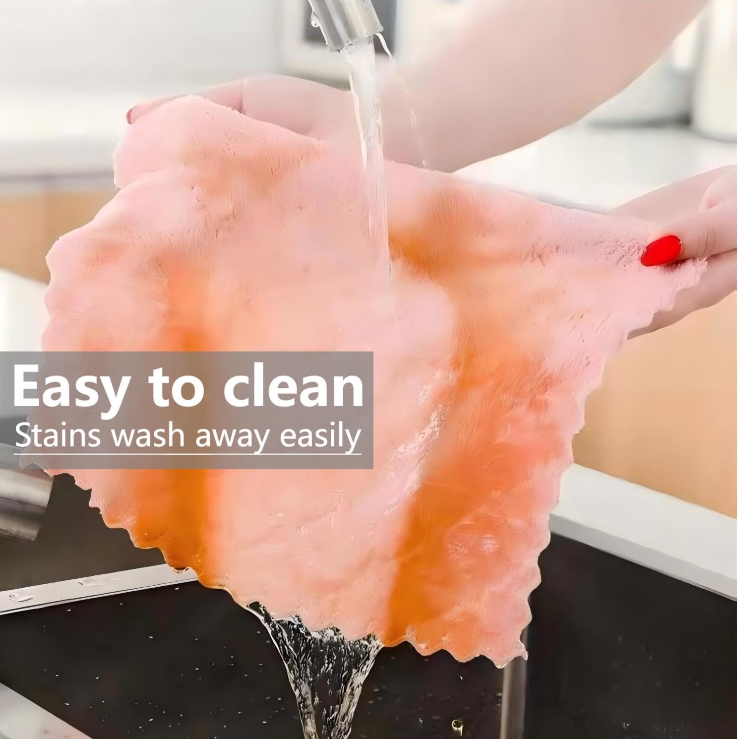 Dual-Purpose Microfiber Cleaning Cloths, 12-Pack, 6x10 inches, Pink and Mint Green, Kitchen and Household Cleaning Towels