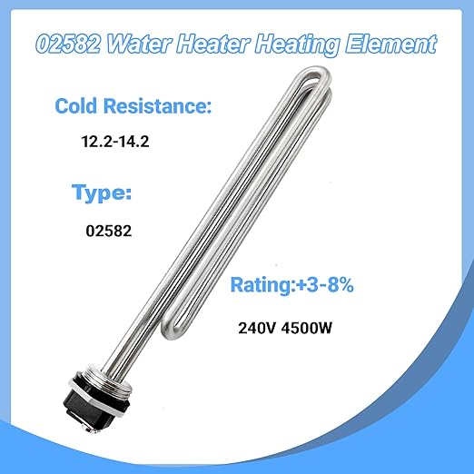 Upgraded 02582 4500W 240V Foldback Heating Elements Screw-in Low Watt Density ，Compatible with AO Smith、GE、Kenmore、Maytag、Whirlpool，Replace AP3695897 1084673 AH951994 EA951994 PS951994