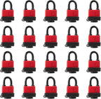 Heavy Duty Covered Laminated Steel Keyed Padlocks, Keyed Alike Locks, Waterproof Padlock for Outdoor use, 1.4 inch Shackle-Pack of 20