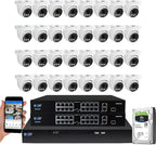GW Security 32 Channel NVR UltraHD 4K Face Recognition NDAA & TAA Compliant Security Camera System with 32 x 8MP @25FPS Outdoor & Indoor PoE Turret Cameras, 10 Smart AI Functions