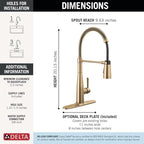 Delta Essa Pro Style Commercial Kitchen Faucet with Pull Down Sprayer, Brushed Gold Single Hole Kitchen Sink Faucet, Single Handle, Champagne Bronze 9613-CZ-DST