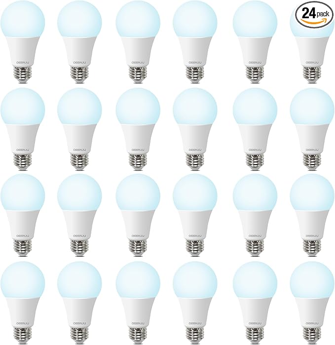 24 Pack LED Light Bulbs 100 Watt Equivalent, A19 5000K Daylight, 1500 Lumens, E26 Base, Non-Dimmable, 13 Watt Energy Efficient LED Bulbs for Home Lighting