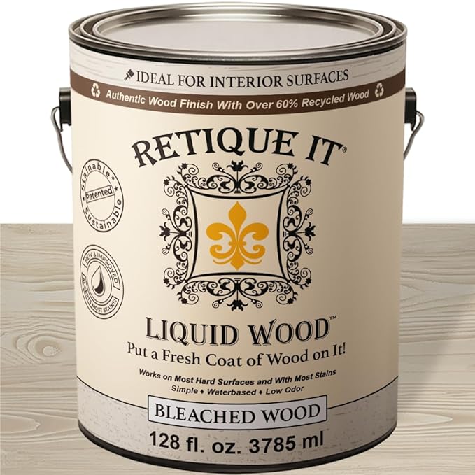 Retique It New and Improved Formula Liquid Wood Coatings - Stainable Primer - Paint It Then Stain it (Bleached Wood, X-Large)