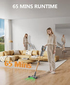 Cordless Vacuum Cleaner, 600W/50KPA/65Mins Vacuum Cleaners for Home, Super 1.8L Cup& Large LED Screen Stick Vacuum Anti-Tangle, Lightweight Cordless Vacuum with Charging Dock for Pet Hair/Carpet/Floor