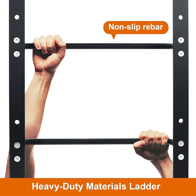 3-Rung Window Well Ladder Straight, Heavy Duty Steel Fire Escape Ladder, Basement Egress Window Ladder 34.2" Lx17.9 W, High Load-Bearing Capacity, Black