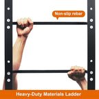 5-Rung Window Well Ladder Hooked, Heavy Duty Steel Fire Escape, Powder-Coated Basement Egress Wall Mounted, 56.2" Lx17.9 W, Black