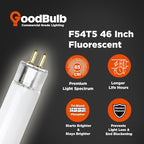 GoodBulb F54T5/830/ECO 54W 46 Inch T5 Fluorescent Light Bulb, 3000K Warm White Medium Bi-Pin Base, 4950 Lumens 85 CRI 36000 Life Hours, Instant/Programmed Start (40 Pack)