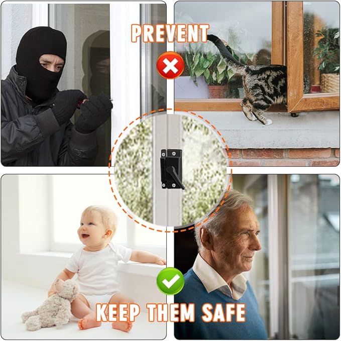 Window Sash Locks and Keeper ZUONAI 4 Pack Solid Metal Vinyl Window Sash Locks for Double Hung Window Latch Lock Replacement Security for Vertical and Horizontal Sliding Windows