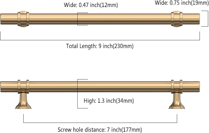 Asidrama 10 Pack 7 Inch(177mm) Champagne Bronze Kitchen Cabinet Handles, Cabinet Pulls Kitchen Cabinet Hardware Cupboard Handles Drawer Pulls