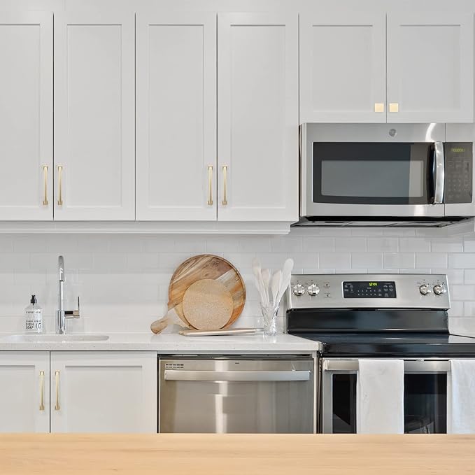 COTYKILEY 10 Pack 7 Inch(177mm) Brushed Brass Kitchen Cabinet Handles Gold Cabinet Pulls Cabinet Door Handles Kitchen Cabinet Hardware Cupboard Drawer Pulls Dresser Handles