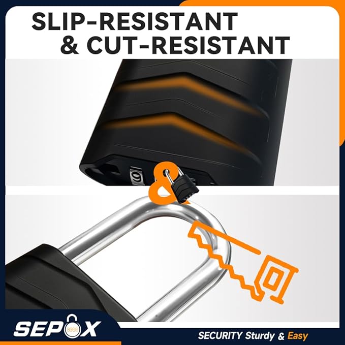 SEPOX 10PCS Large Combination Padlock, Long Shackle Outdoor Combo Lock 2.2" 55mm Heavy Duty Weatherproof, Ressetable 4Digital, Security Aluminum Body,Uncuttable Shackle, for Home, School, Gate, Garden