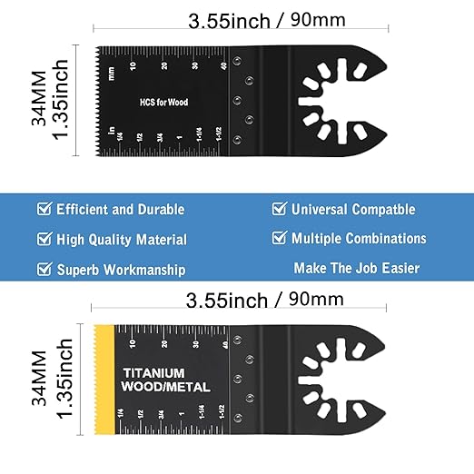 100pcs Oscillating Saw Blades Universal Wood Multitool Blades Quick Release Oscillating Tool Blades Kits Fit Porter Cable Black & Decker Rockwell Ridgid Ryobi Milwaukee Chicago Craftsman