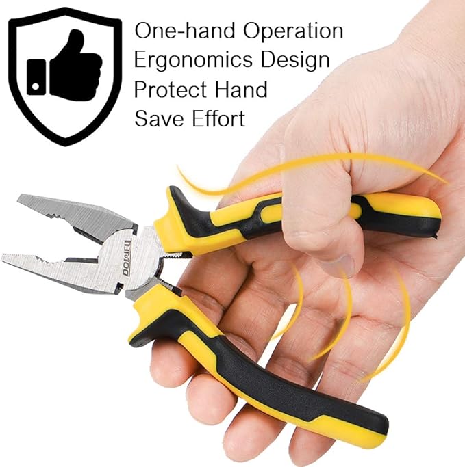 DOWELL Lineman's Pliers Combination Pliers with Cutter 6 Inch Heavy Duty Nickel Chromium Steel Construction And Professional Handle