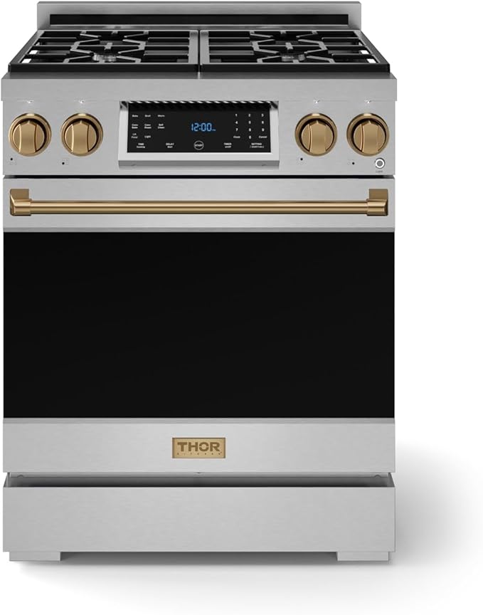 Gordon Ramsay by THOR Kitchen 30 Inch Professional Gas Range with Tilt Panel Touch Control in Stainless Steel/Bronze