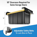 HANDT Overhead Garage Storage Rack, Connectable Heavy Duty Metal Ceiling Rails For Garage Storage Organization Shelving System, Hanging Racks For Tote Containers, Supports Up To 6 Bins, 4 Sets Black