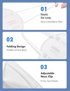 HUHETA KN95 Face Masks, 30 Packs Individually Wrapped, 5-Ply Breathable & Comfortable Safety Mask, Filter Efficiency=95%, Protective Cup Dust Masks Against PM2.5 (White Mask)