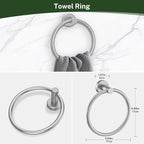 Brushed Nickel Bathroom Hardware Set,4-Piece Bathroom Accessories Set Include Towel Ring,Toilet Paper Holder and 2 Towel Hooks,Stainless Steel Wall-Mounted