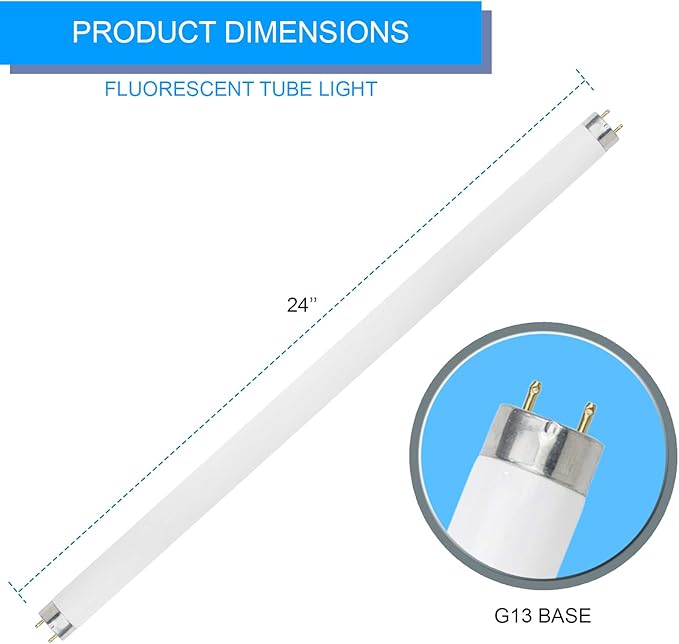 Dysmio Lighting F17T8-DL 17-Watt - 24 Inch,T8 Straight Tube, Medium Bi-Pin Base, 6500K - Daylight - Pack of 8