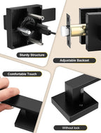 5 Pack Square Black Door Handles Interior, No Lock Passage Door Lever for Left or Right Handing, Heavy Duty Matte Black Closet Door Handle Sets