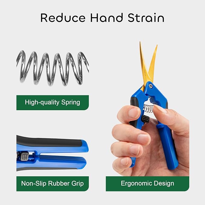 GROWNEER 6 Packs 6.5 Inch Pruning Shears with Curved Blades Trimming Scissors For Gardening Hand Pruning Snips Titanium Coated Precision Blades