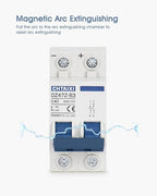 DC Miniature Circuit Breaker, 2 Pole 500V 40 Amp Isolator for Solar PV System, Thermal Magnetic Trip, DIN Rail Mount, Chtaixi DC Disconnect Switch C40