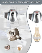 2 Pack Commercial Faucet Handle Replacement Kit Outdoor Faucet Handles 0.43 Round Stem Hole Faucet Handle Sillcock Valve Stems for Industrial, Restaurant, Kitchen Faucet