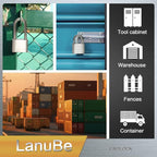 Lanube 304 Stainless Steel keyed Alike Marine Small Padlocks for Outdoor use, 1-9/16 inch Wide Body, Stainless Steel Body Long Shackle, Pack of 2