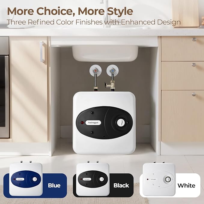 8 Gallon Electric Tank Water Heater, 120V 1500W Under Sink Instant Hot Tank Water Heater for RV, Camper, Kitchen, Food Truck, Wall or Floor Mounted, Black