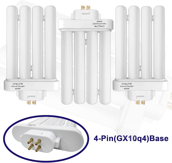 CFML27VLX Replacement Bulb for Verilux CFML27VLX 27 Watt Fluorescent Bulb, Natural Daylight,4-Pin GX10Q-4 Base, 6500K Daylight, 3 Pack