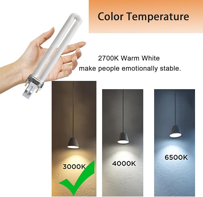 13 Watt Single Tube 2 Pin GX23 Base,PL-13W GX23 2700K,800 Lumens,82 CRI,T4 Shape, Replaces Philips PLS13W827,TCP 32013,Sylvania CF13DS/827/ECO PLS 13W 827,PL13/SP27K-6 Pack