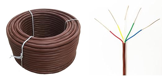 18/5 100ft Thermostat Wire - Solid Copper 18 Gauge 5 Conductors Power Circuit Cable for Heating & air Conditioning Equipment, doorbells and Other Indoor/Outdoor Low Voltage Applications Use