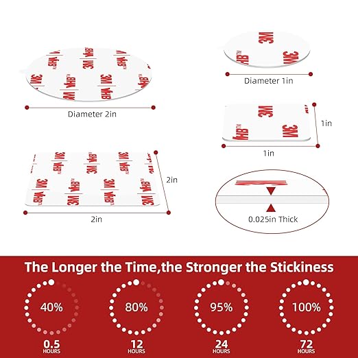 3M Double Sided Adhesive Pads Heavy Duty VHB 1" x 1" 0.025in Thick 40 PCS Square White 4930 Strong Adhesive Mounting Waterproof Foam Tape for Car Home Office Decor