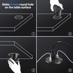 Jgstkcity Desktop Power Grommet, 65W USB C Fast Charging Port, Flush Mount Recessed Power Strip 3inch Hole,2 Outlets,4 USB Ports, Countertop Outlet (Black, 65W USB Port)