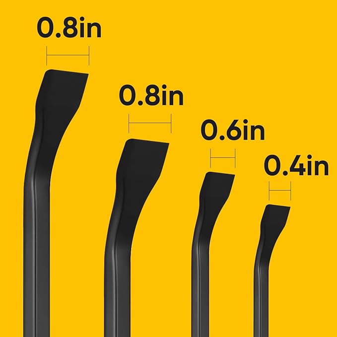 STEELITE Pry Bar Set, 8",12",18",24", Heavy Duty Pry Bar 4-Piece Mechanic Hand Tools with Thicker Strike Cap Handle