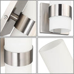 XiNBEi Lighting Wall Light ADA Wall Sconce with Opal Cylinder Glass in Brushed Nickel, Bathroom Vanity Light for Living Room & Corridor XB-W1185-BN
