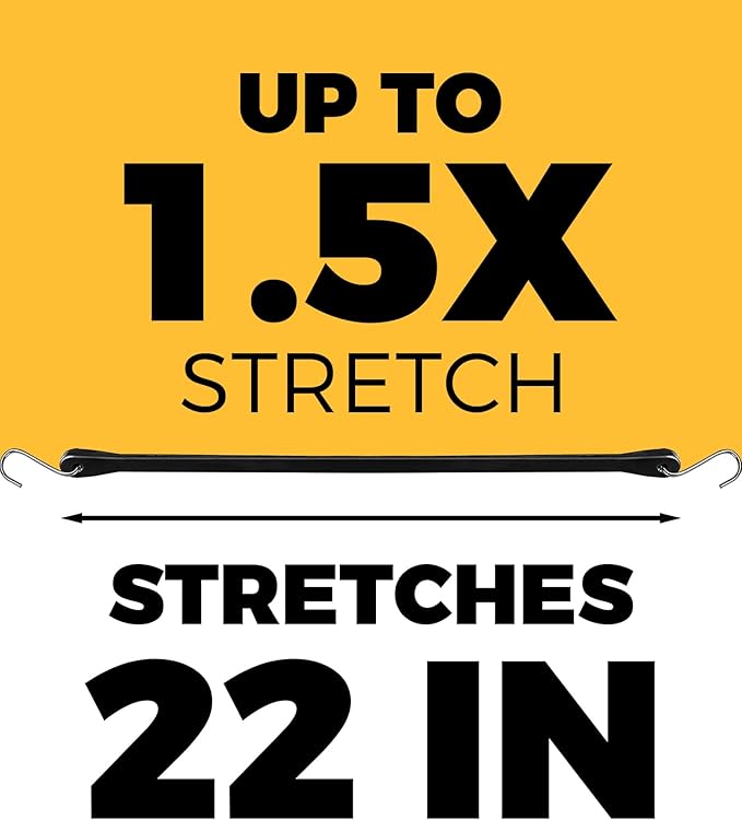 Bungee Cords with Hooks 15", Heavy Duty Rubber Straps, 10 Pack Bungee Straps for Trucks, Tarp Tie Downs, Rain Cover, Cargo, Canopy, Outdoor Use, 180 lbs Load
