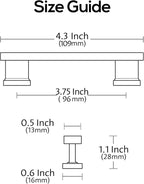 Alzassbg 15 Pack Matt Gold Cabinet Pulls, 3-3/4 Inch(96mm) Hole Centers Kitchen Cabinet Handles for Cabinets and Drawers AL3061MGP