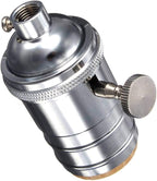 2 Pack Lamp or Fixture Replacement, E26/ E27 Solid Brass Industrial Light Socket Vintage Edison Pendant Lamp Copper Holder with Switch (Silver)