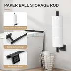 TQKAG 7-Pieces Matte Black Bathroom Hardware Accessories Set 23.6" SUS304 Stainless Steel Towel Bar Set Toilet Paper Spare Rolls Storage Holder Wall Mounted