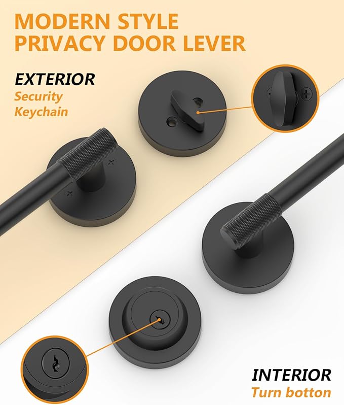 Asidrama Premium Black Zinc-Alloy Front Door Lock Set: Double Cylinder Deadbolt, Heavy Duty Security Handleset for Left/Right Exterior Doors, Universal Entry Locks (2 Pack)