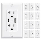 ELEGRP USB Wall Outlets 12 Pack, 20 Amp USB C Wall Outlets Receptacles, Outlets with USB A and USB C Ports, Tamper Resistant Receptacle, Wall Plate Included, UL Listed, White