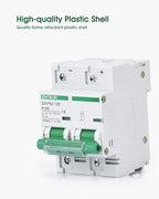 12V-110V DC Miniature Circuit Breaker, 100 Amp 2 Pole Battery Breaker Protector for Solar PV System and RV, Thermal Magnetic Trip, DIN Rail Mount, High Current DC Disconnect Switch MCB 2P B100