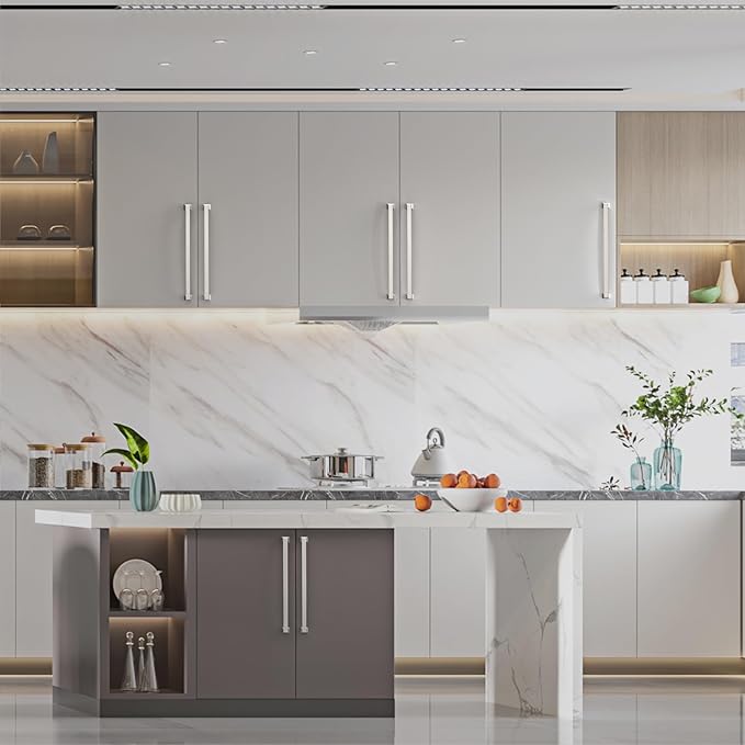 Asidrama 10 Pack 10 Inch(254mm) Brushed Satin Nickel Kitchen Cabinet Handles, Cabinet Pulls Kitchen Cabinet Hardware for Cupboard Drawer Pulls