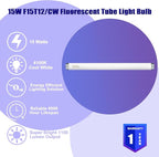 T12 15 Watt Fluorescent Bulb, 18 Inches F15T12/CW Straight Fluorescent Tube, Medium Bi-Pin Base, Cool White 4000K 800 Lumens 4 Pack
