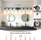 8-Light Bathroom Light Fixtures, 51" Modern Vanity Lights Over Mirror with Clear Glass Shades, Matte Black Light Fixture, Classic Wall Light Fixture for Mirror Living Room Cabinet Bedroom Porch